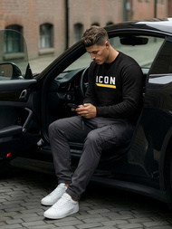 Vīriešu džemperis melns OZONEE JS/8B1753/3