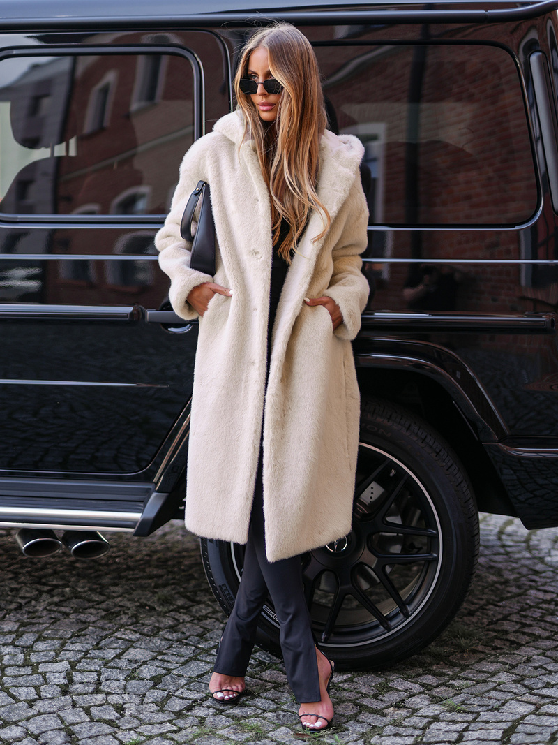 Sieviešu kažokādas ziemas jaka smilšu OZONEE JS/11Z8250