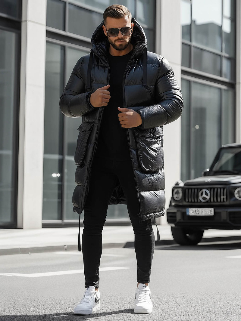 Vīriešu ziemas virsjaka melnā OZONEE O/M3205Z