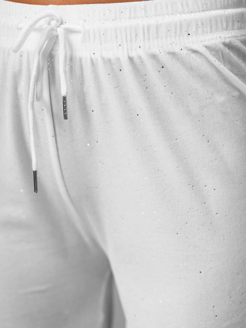 Sieviešu velūra bikses baltas OZONEE JS/92K519/1