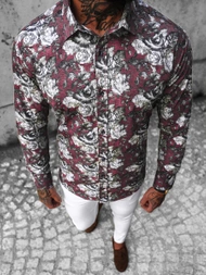 Vīriešu krekls bordosarkans OZONEE O/3322Z