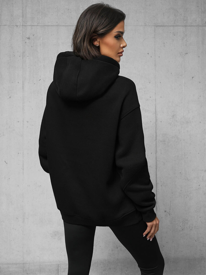 Džemperis ar kapuci melna OZONEE O/SWE23019Z