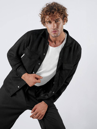 Vīriešu krekls melns OZONEE O/GOM23039