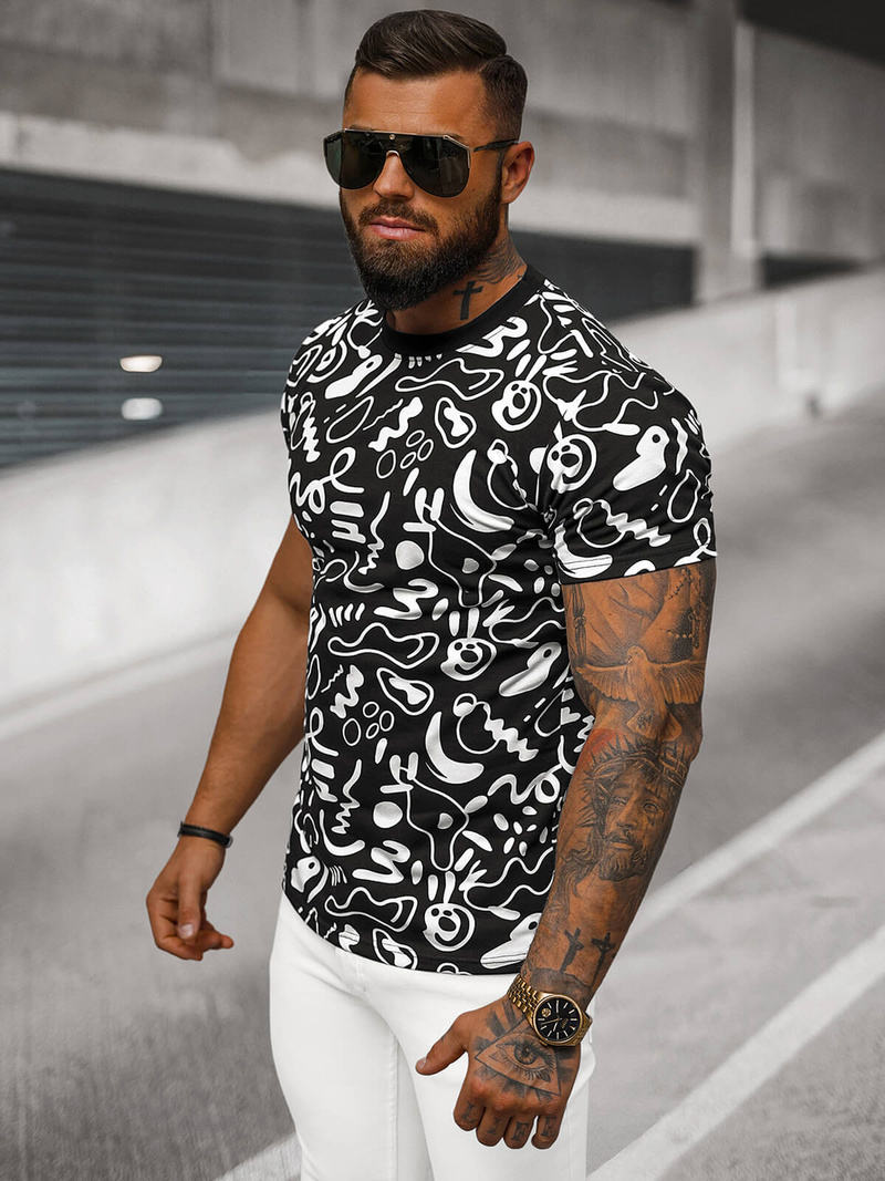 Vīriešu T-krekls Melns OZONEE JS/8T1205/3