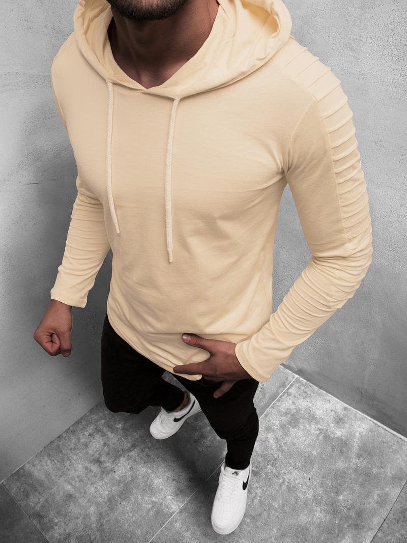 Vīriešu T-krekls ar garām piedurknēm ar kapuci smilšu OZONEE MECH/2148TZ