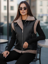 Sieviešu ādas veste melna OZONEE JS/61M8503/392Z