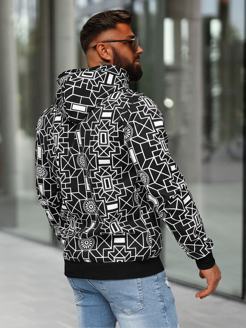 Vīriešu džemperis ar kapuci melns OZONEE JS/8B1236/3