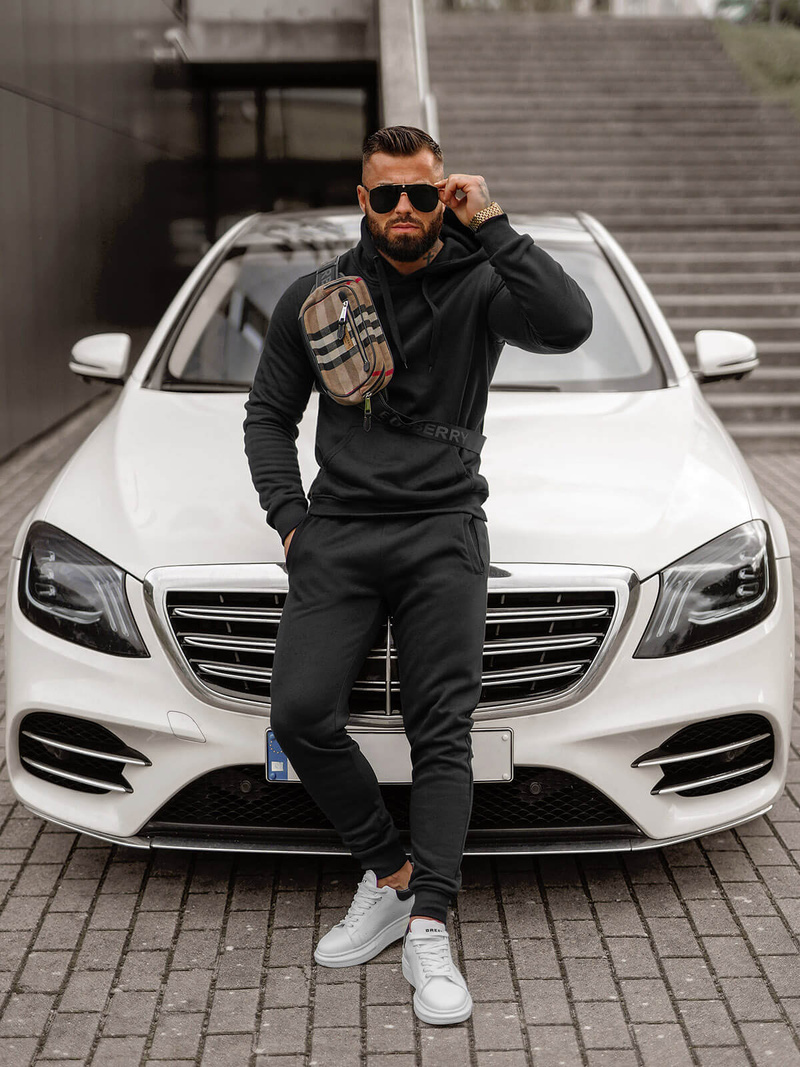 Vīriešu treniņtērps melns OZONEE JS/68C10381/3Z