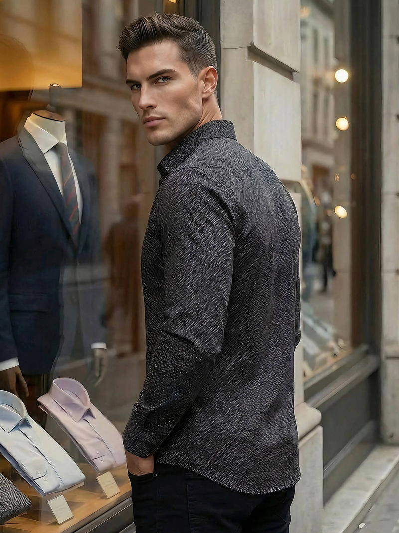 Vīriešu krekls melns OZONEE V/V184Z