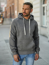 Vīriešu džemperis ar kapuci grafīta OZONEE JS/8B1730/5