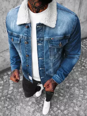 Vīriešu džinsu jaka šerpa debesu zila OZONEE NB/MJ513BC