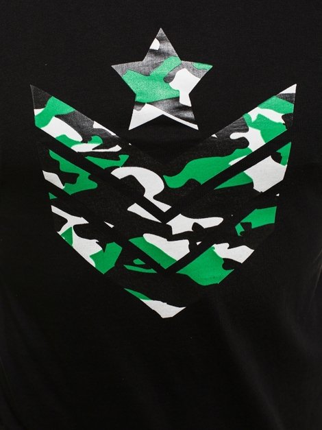 ATHLETIC 1154 Vīriešu T-krekls ar garām piedurknēm melns-zaļš