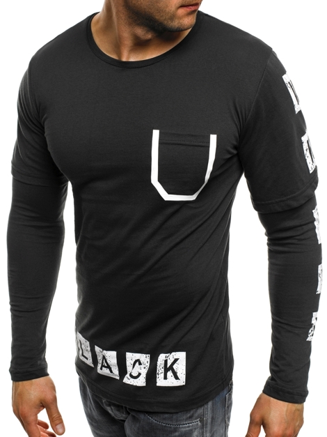 BLACK WHITE 1138 Vīriešu T-krekls ar garām piedurknēm melns