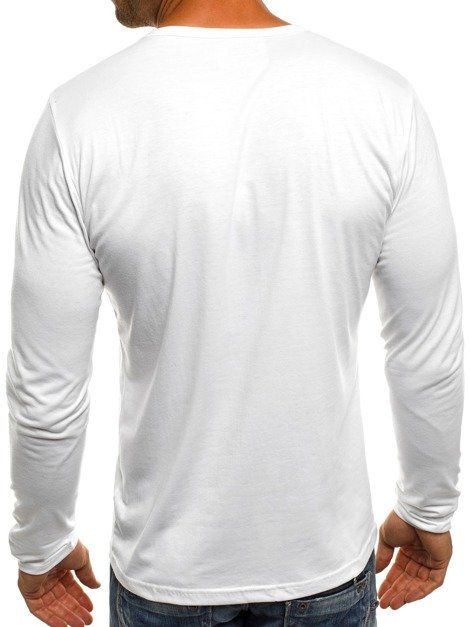 J.STYLE 712099 Vīriešu T-krekls ar garām piedurknēm balts