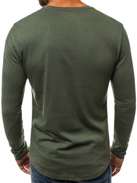 OZONEE B/6201 Vīriešu T-krekls ar garām piedurknēm zaļš