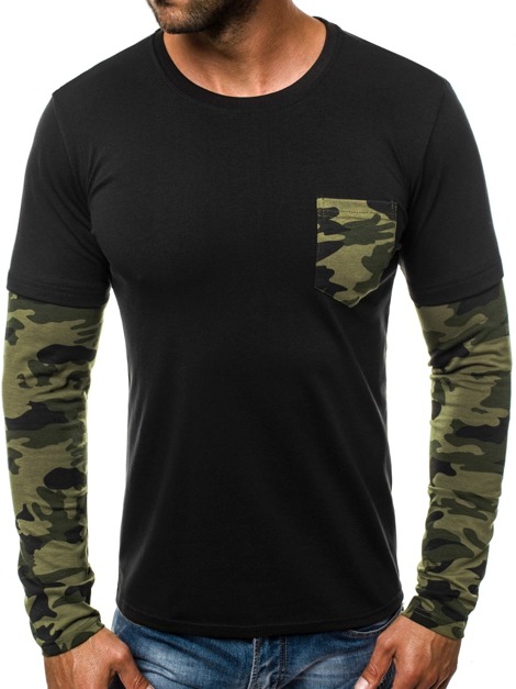 OZONEE JS/5003AL Vīriešu T-krekls ar garām piedurknēm melns