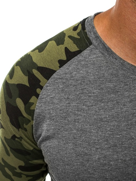 OZONEE JS/5004AL Vīriešu T-krekls ar garām piedurknēm grafīta