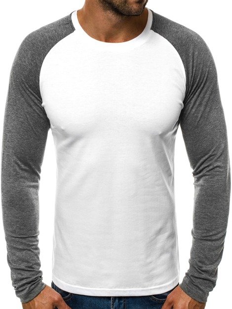 OZONEE JS/5005AL Vīriešu T-krekls ar garām piedurknēm balts