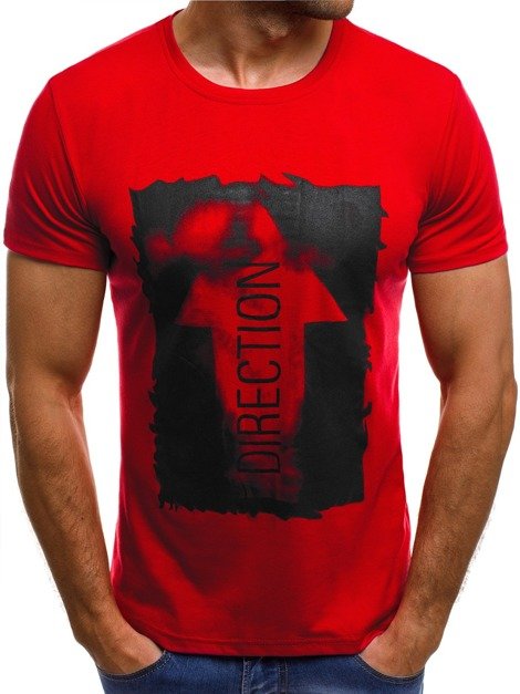 OZONEE JS/5008T Vīriešu T-krekls sarkani