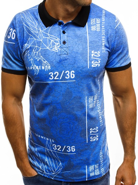 OZONEE MACH/5016P Vīriešu polo krekls debesu zils