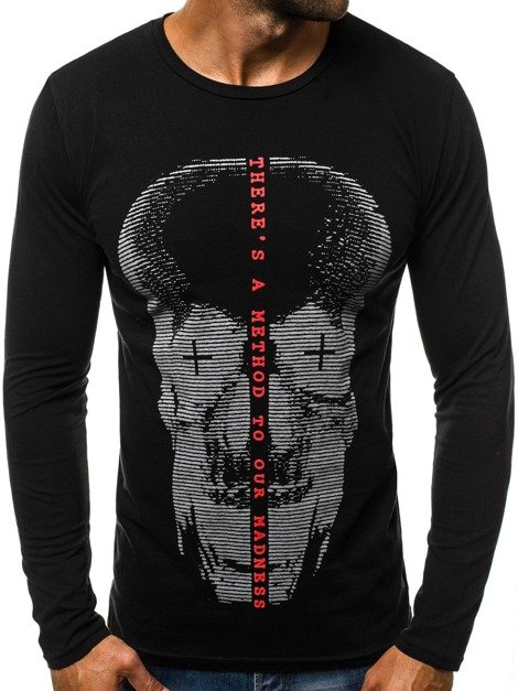 OZONEE O/1216L Vīriešu T-krekls ar garām piedurknēm melns