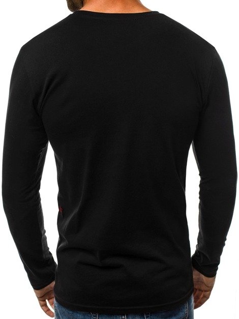 OZONEE O/1216L Vīriešu T-krekls ar garām piedurknēm melns