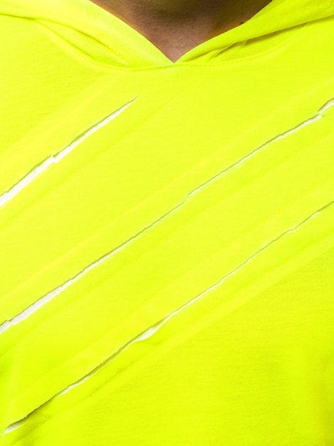 Vīriešu T-krekls ar kapuci dzelteni-neona OZONEE O/1254XZ