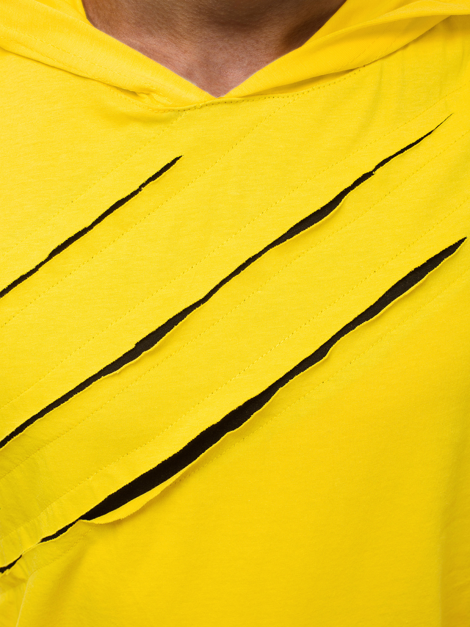 Vīriešu T-krekls ar kapuci dzeltens-melns OZONEE O/1254Z