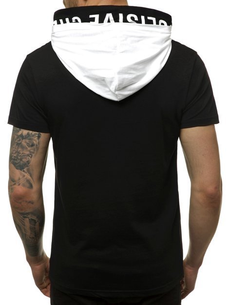 Vīriešu T-krekls ar kapuci melns OZONEE MAD/3076