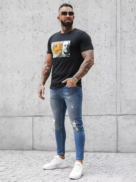 Vīriešu t-krekls melns OZONEE O/BL2260Z