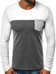 OZONEE JS/5001AL Vīriešu T-krekls ar garām piedurknēm balts