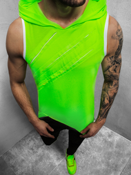 Vīriešu T-krekls ar kapuci zaļs-neona OZONEE O/1254XZ