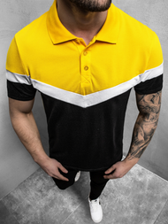 Vīriešu polo krekls dzeltens-melns OZONEE O/1501Z | OZONEE.LV